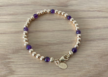 Load image into Gallery viewer, 9 Carat Yellow Gold and Purple Amethyst Beaded Bracelet