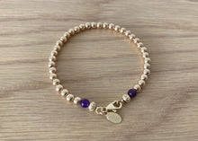 Load image into Gallery viewer, 9 Carat Yellow Gold and Purple Amethyst Beaded Bracelet