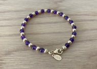 9 Carat Yellow Gold and Purple Amethyst Beaded Bracelet