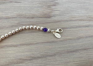 9 Carat Yellow Gold and Purple Amethyst Beaded Bracelet