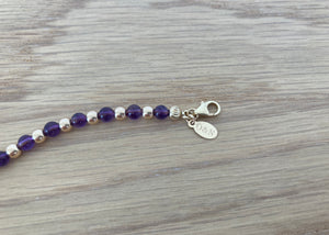 9 Carat Yellow Gold and Purple Amethyst Beaded Bracelet