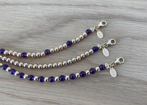 9 Carat Yellow Gold and Purple Amethyst Beaded Bracelet